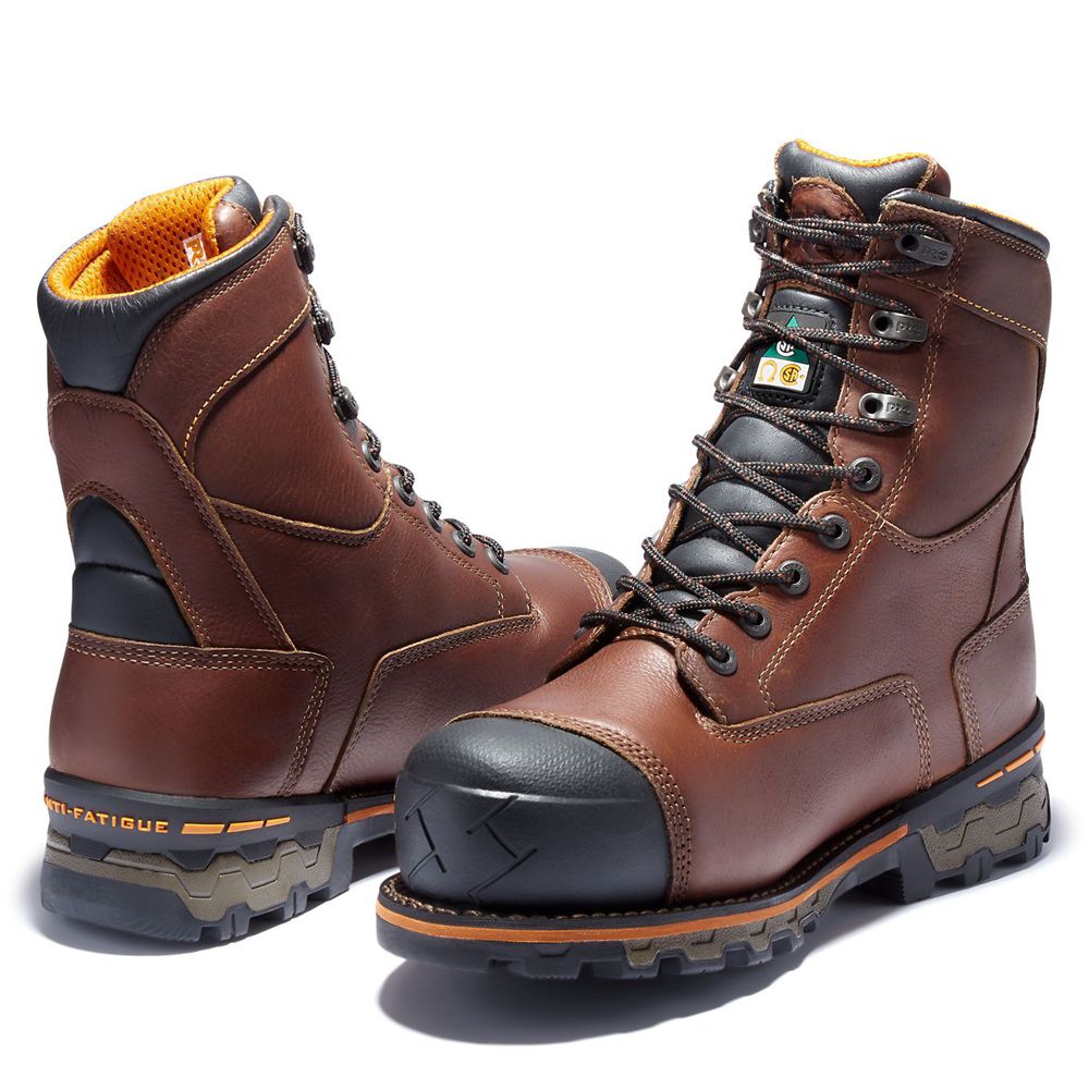 Botas de Trabajo Masculino - Timberland Pro® Boondock 8\" Comp Toe - RVLED7093 - Marrom/Pretas